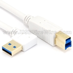 usb 3 left angle a male to straight b male white cable