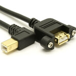 USB 2.0 Right Angle B to A Female Extension Cable - Panel Mount