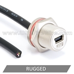 USB 2.0 Zinc Alloy Ruggedized Mini-B Female to Pigtail (Blunt Cut)
