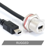 USB Ruggedized / Mini-B Panel Mount Cable