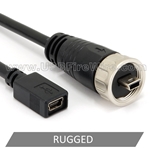 USB Ruggedized / Waterproof Mini-B Extension Cable