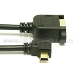 USB 2.0 Left Angle Mini-B to B Female Extension Cable - Panel Mount
