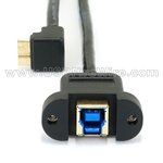 USB 3 Up Micro-B to<br> Panel Mount B