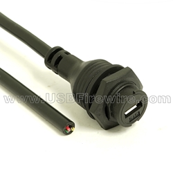 Waterproof USB Micro-B to Blunt Cut 5 Wire