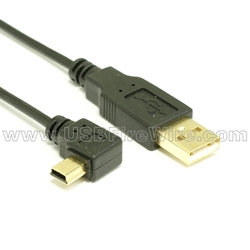 USB 2.0 A to Left Angle Mini-B Cable - Ultra-Thin