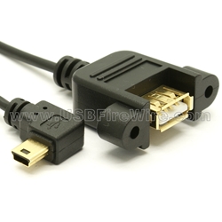 USB 2.0 Right Angle Mini-B to Panel Mount - Ultra-Thin