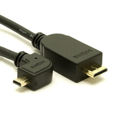 Left Angle Micro to Mini HDMI Cable - Ultra-Thin