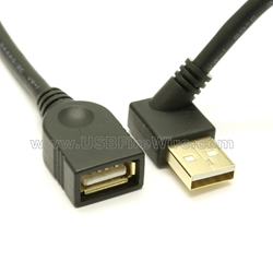 USB 2.0 Right Angle Extension Cable - 45 degree angle