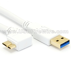 USB 3 Left Micro-B to A (White Cable)